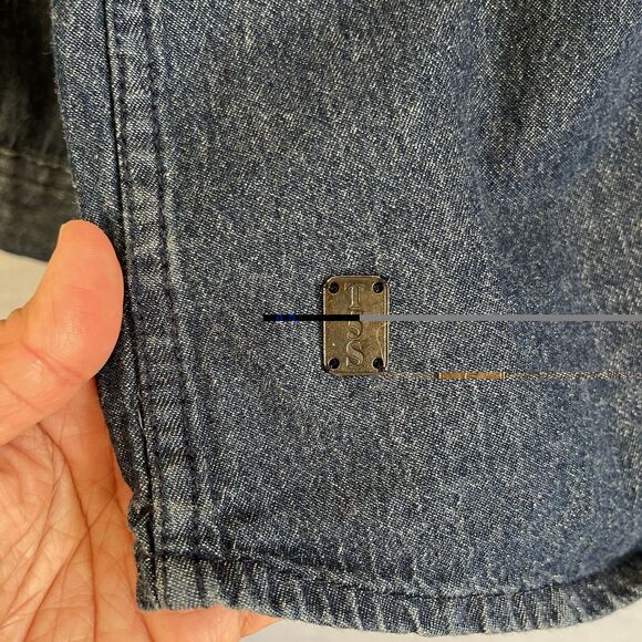 Triple Five NYC Soul Denim Shirt Mens M/L Collarless Blue Jean Button Up Vintage - Picture 4 of 16